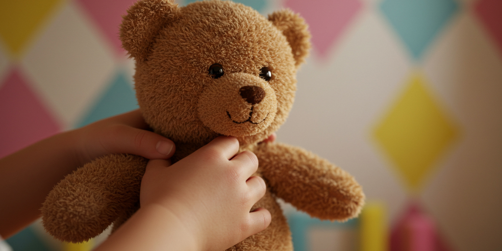 hands of a child holding a teddy bear